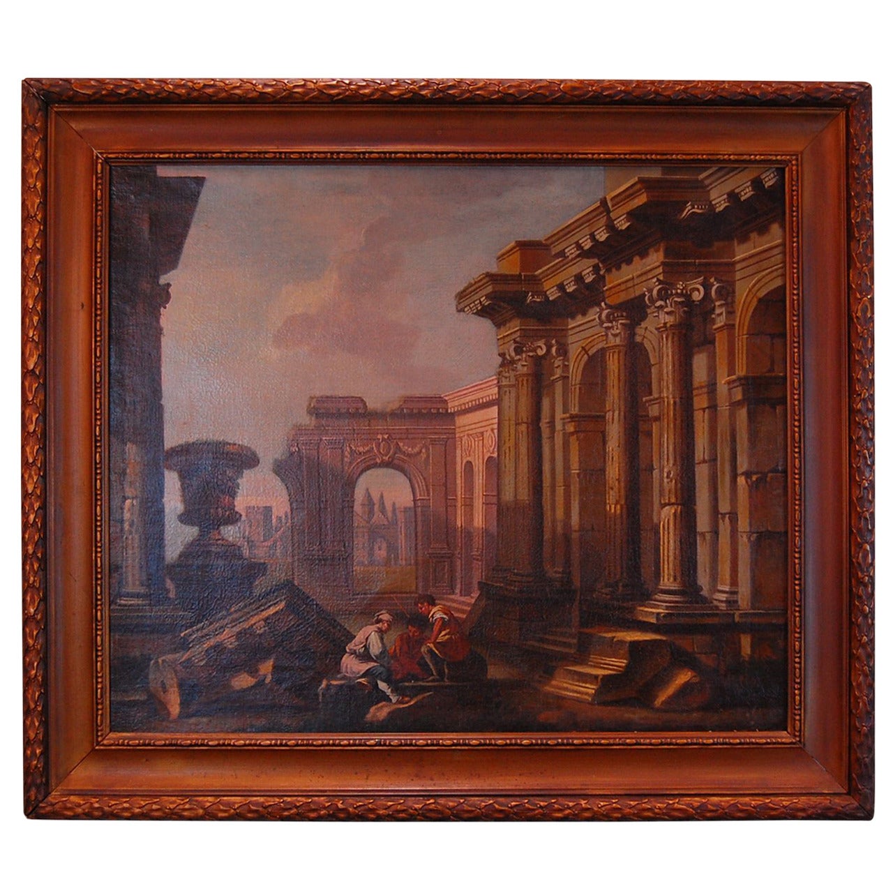 19th Century Architectural Painting of Ruins, Oil on Canvas For Sale