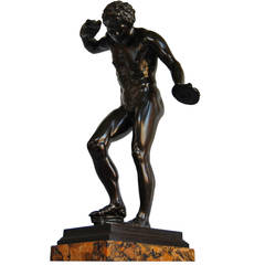 Rare Bronze Satyr with Cymbals and Kroupezion, 19th Century