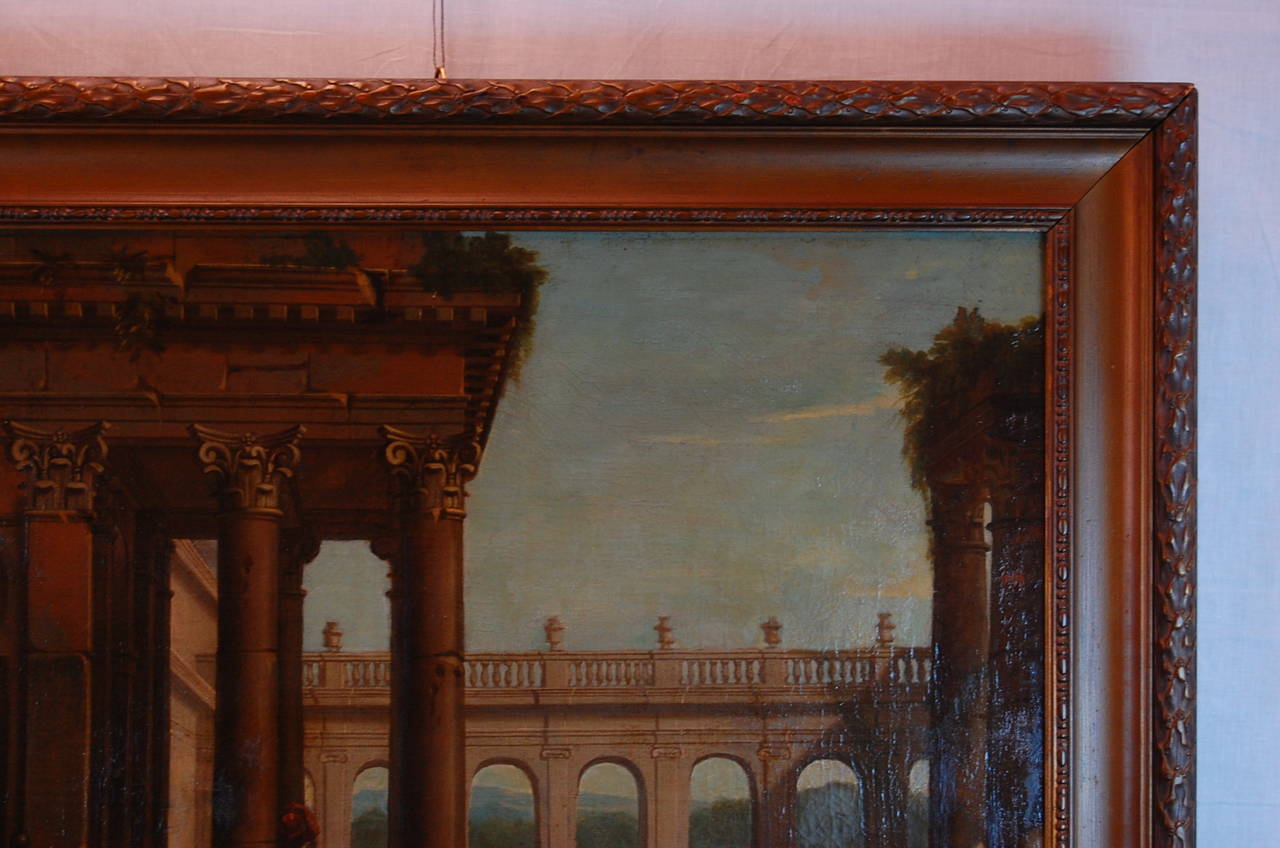 Grand Tour 19th Century Architectural Ruins, Oil on Canvas For Sale