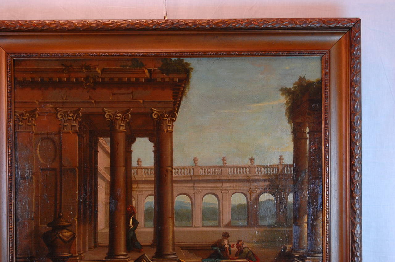 19th Century Architectural Ruins, Oil on Canvas In Excellent Condition For Sale In Pittsburgh, PA