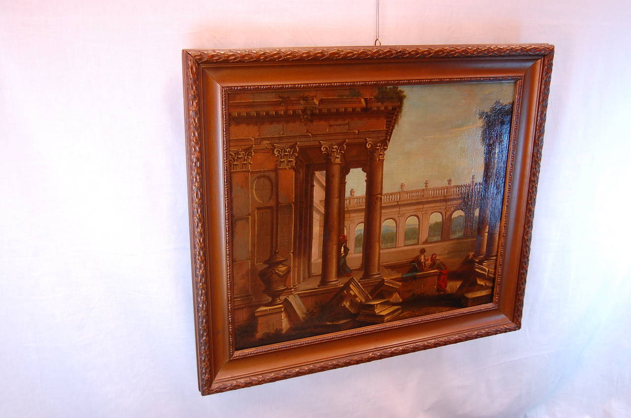 19th Century Architectural Ruins, Oil on Canvas For Sale 2