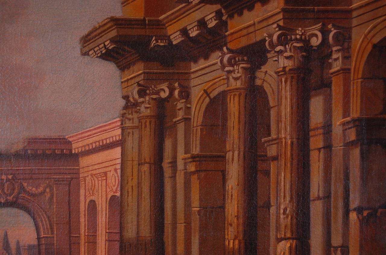 19th Century Architectural Painting of Ruins, Oil on Canvas In Excellent Condition For Sale In Pittsburgh, PA