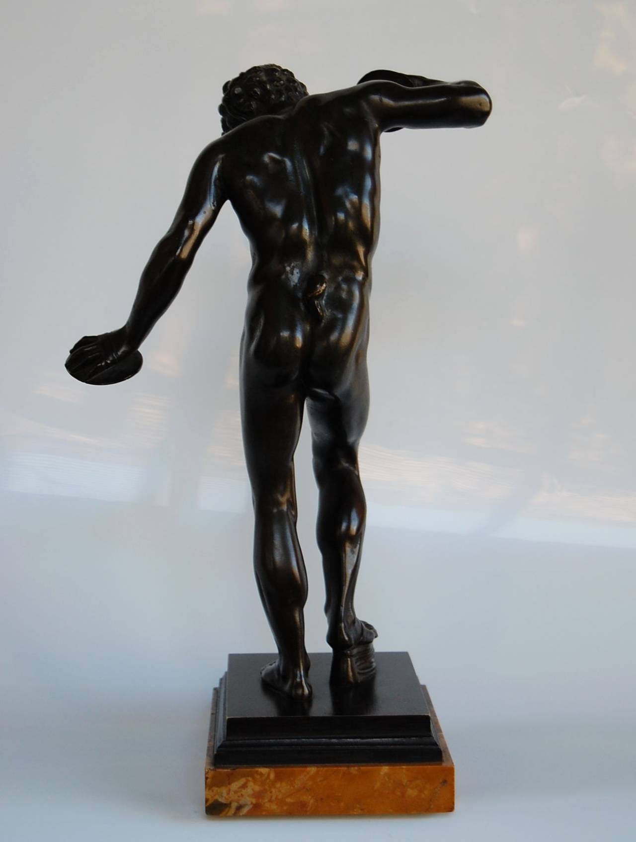 Cast Rare Bronze Satyr with Cymbals and Kroupezion, 19th Century