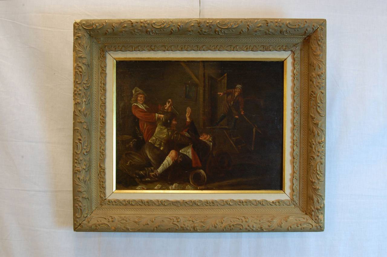 Dutch Low-Life Painting of Card Players, 19th Century