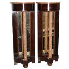 Vintage Pair of Early 20th Century Petite Regency Style Mahogany Demilune Console Tables