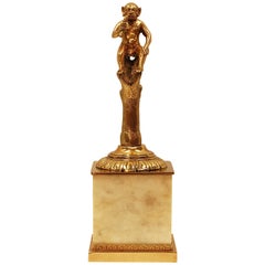 Early 19th Century Bronze Sculpture of a Monkey on Marble Plinth