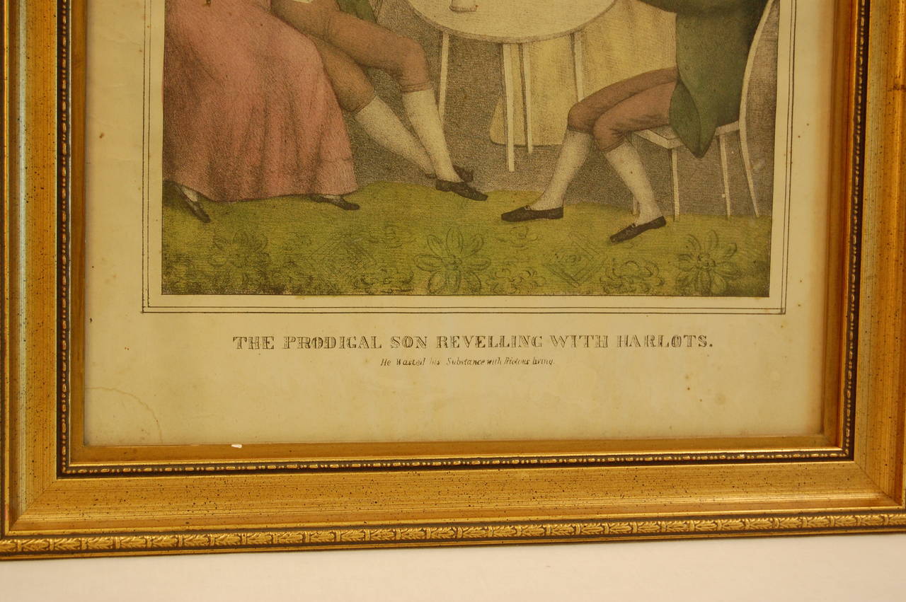 Hand-Painted 19th  Century American Print 