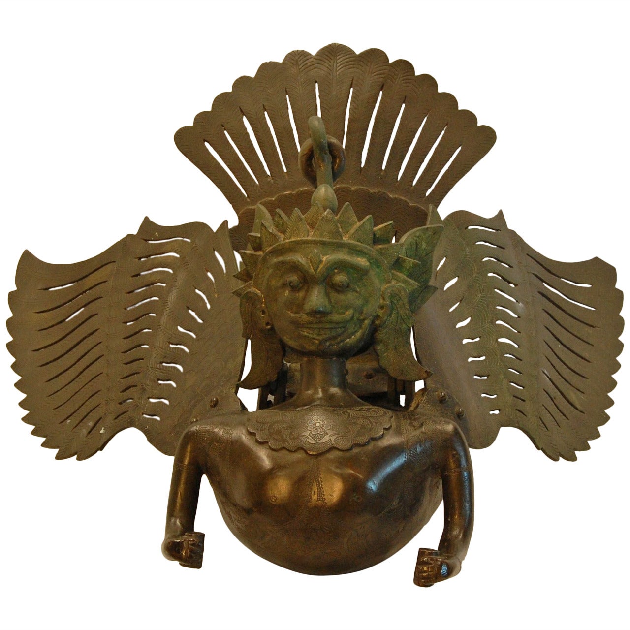Hanging Bronze Garuda Incense Burner with Wings For Sale