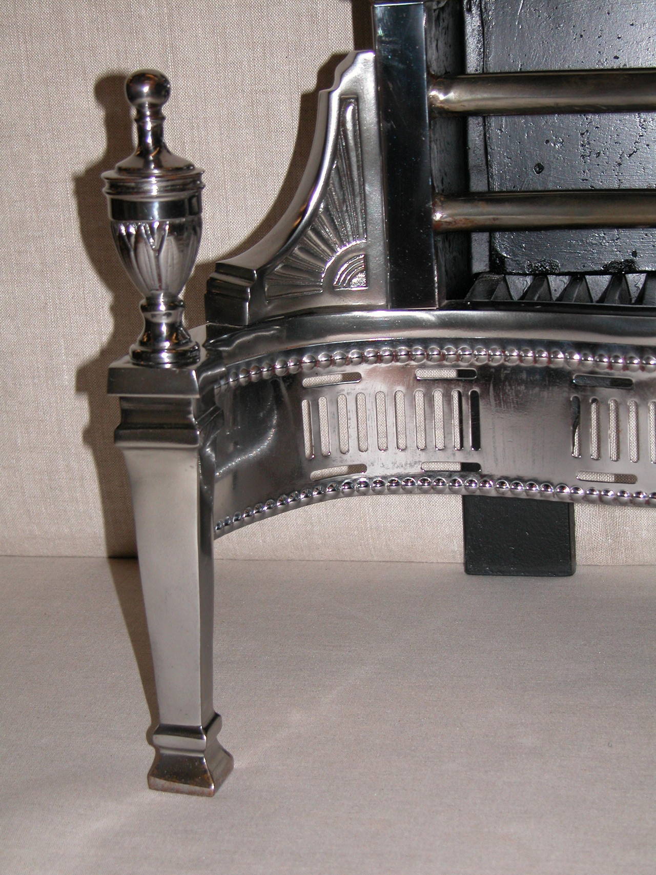 19th Century Polished Steel Fireplace Insert in the Georgian Style 1