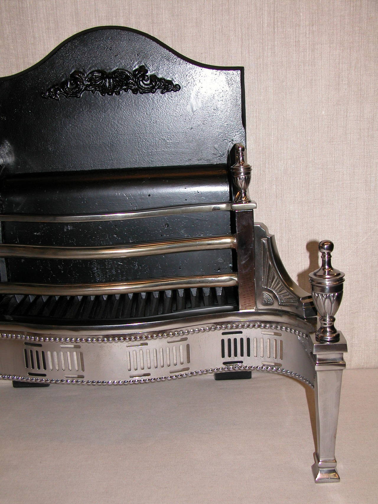 19th Century Polished Steel Fireplace Insert in the Georgian Style 3