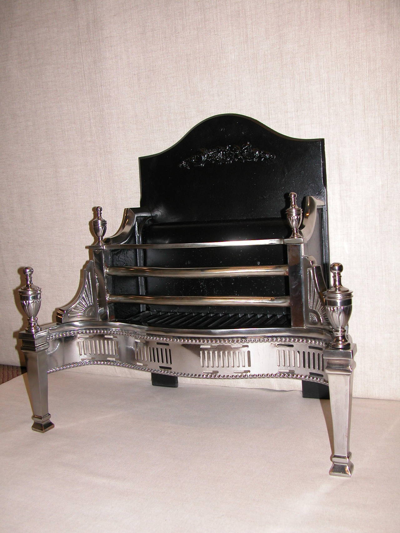 American 19th Century Polished Steel Fireplace Insert in the Georgian Style