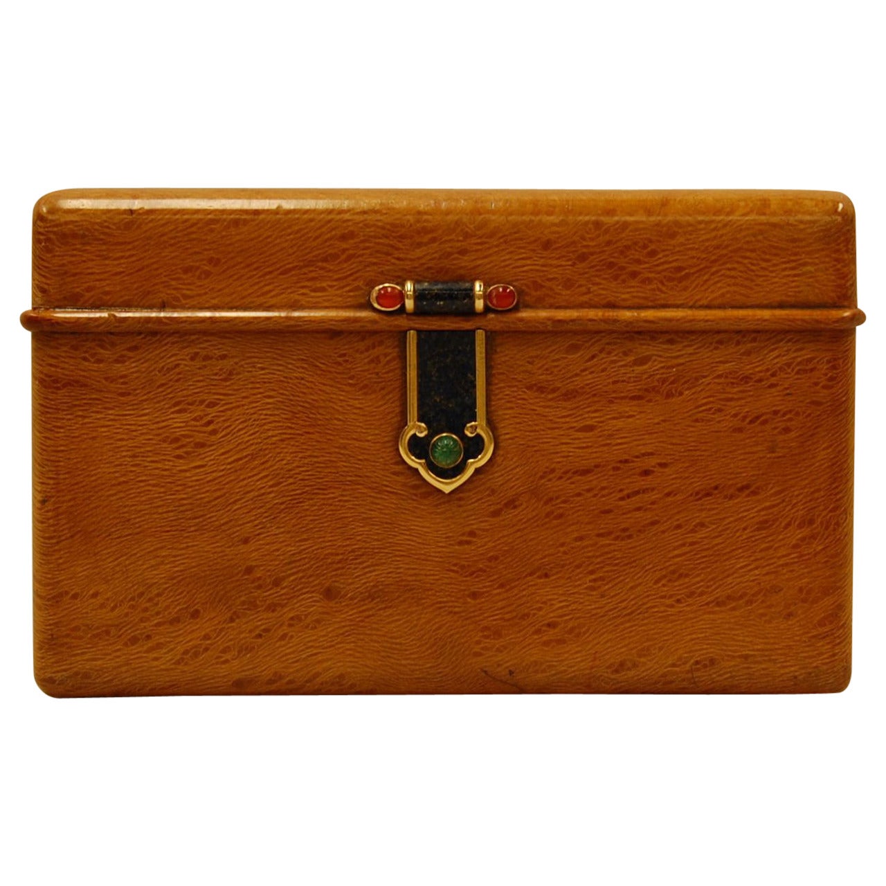 Russian Karelian Burl Wood Hinged Cigarette Case