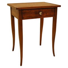 Knotty Pine Side Table with Drawer, 19th Century