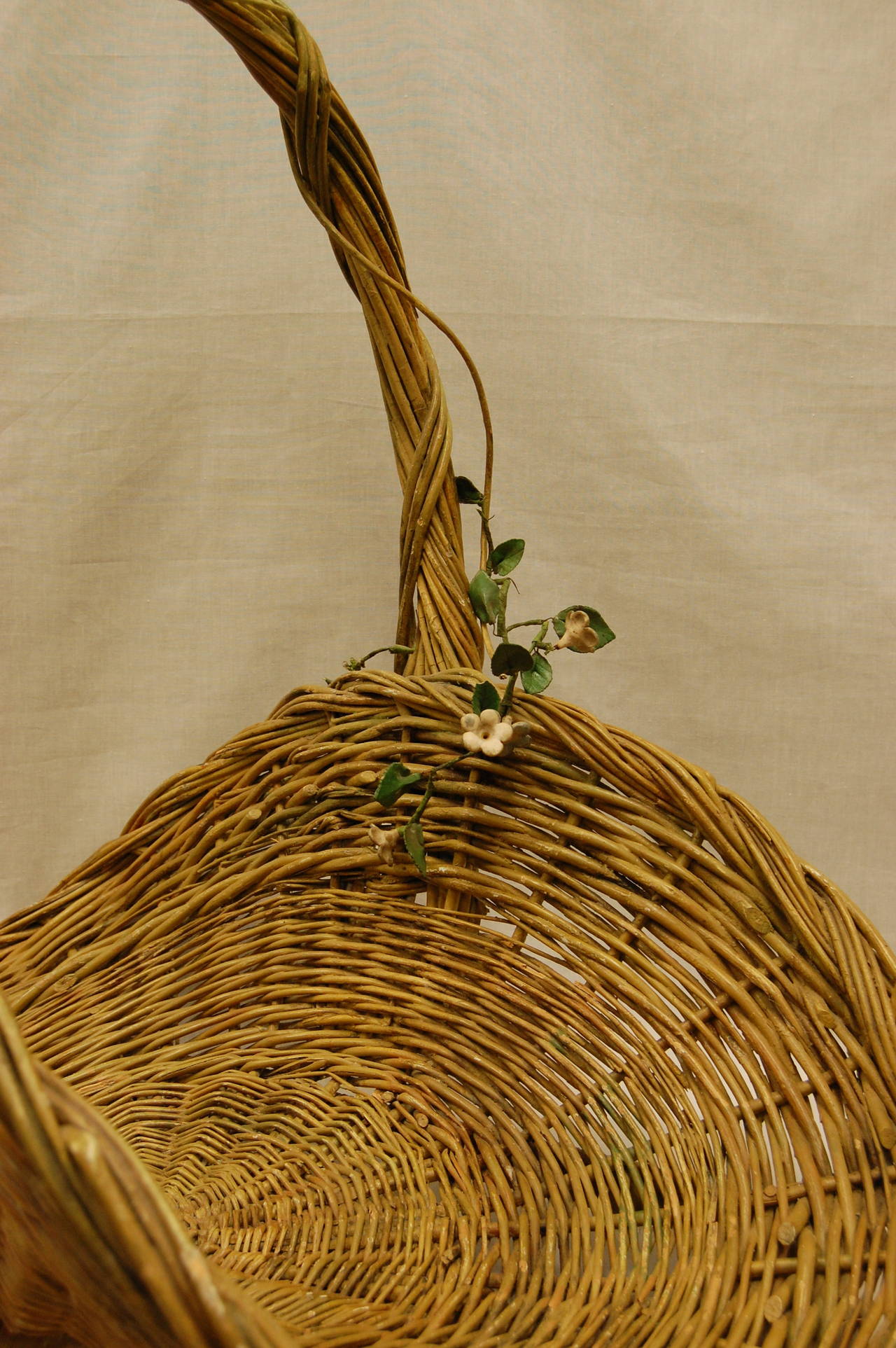 Victorian Rattan Basket with Flowering Vines 3