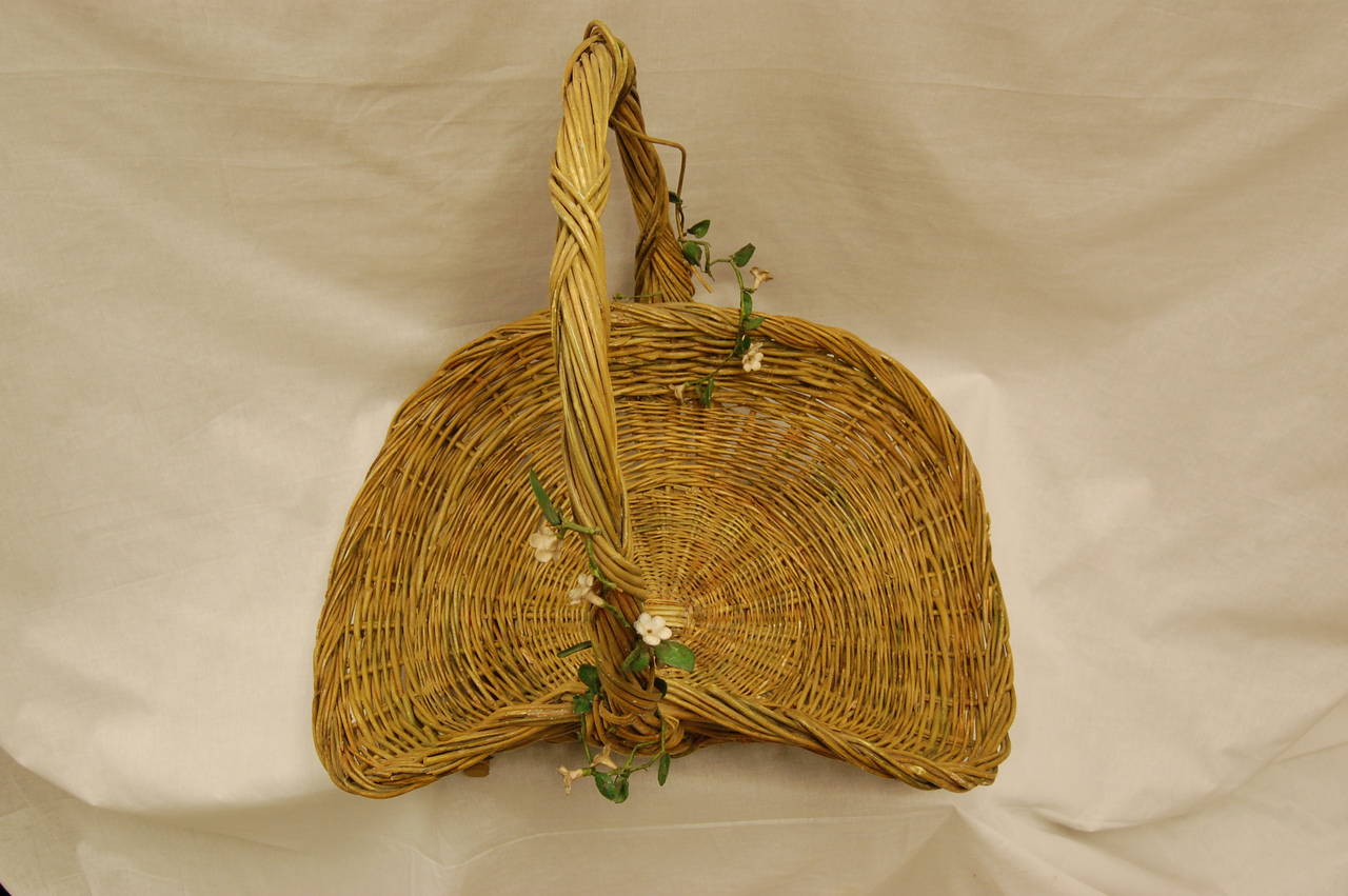 Victorian Rattan Basket with Flowering Vines 4
