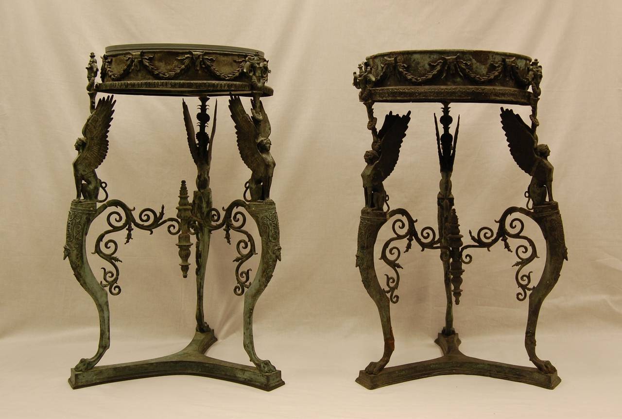 Italian Two Grand Tour Bronze Athéniennes or Stands For Sale