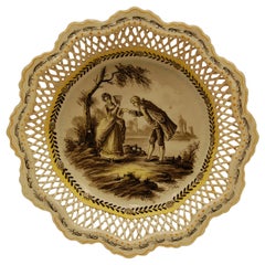 19th Century French Plate, Sceaux with Reticulated Gallery