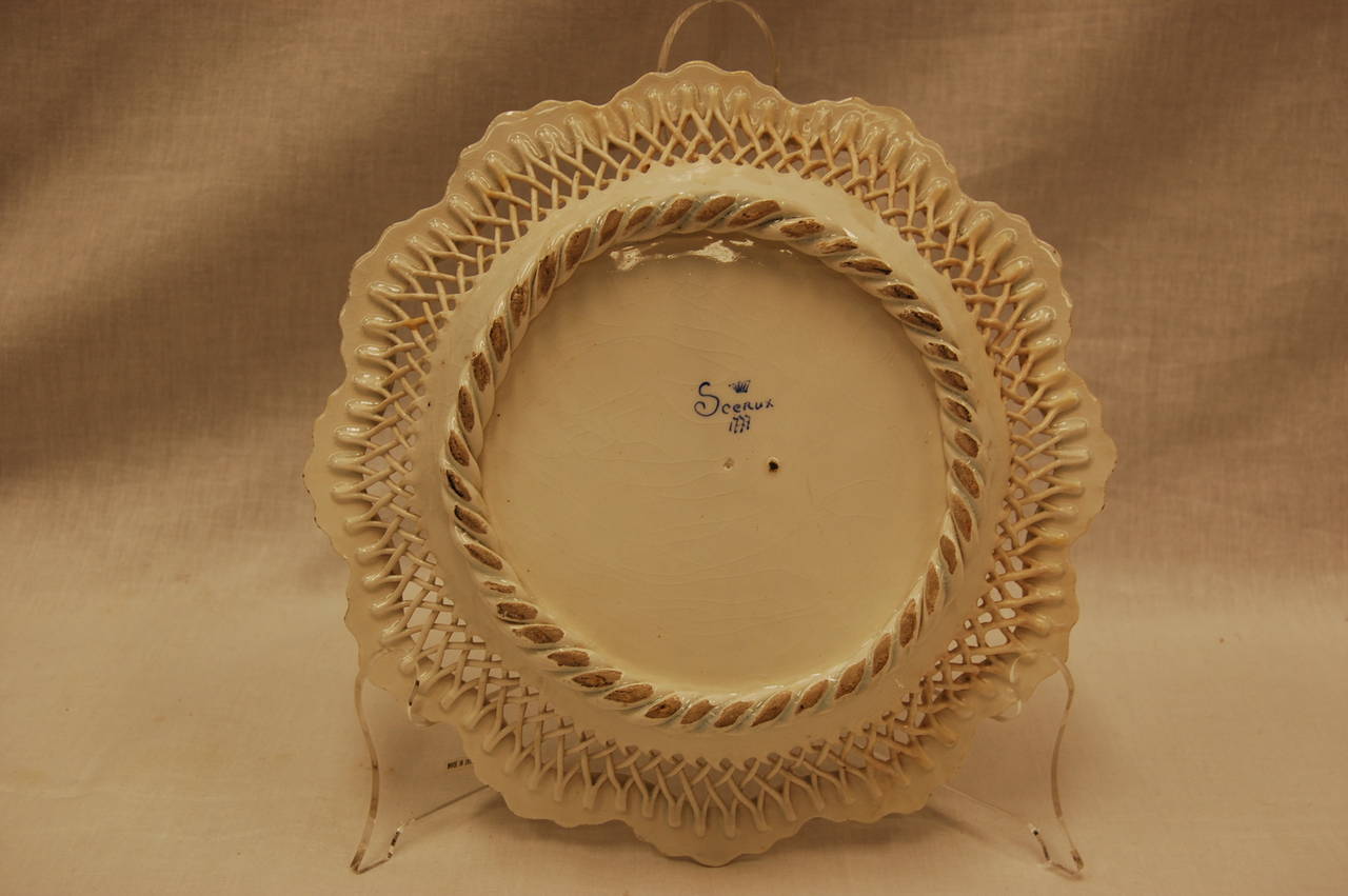 Late 19th Century 19th Century French Plate, Sceaux with Reticulated Gallery For Sale