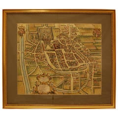 17th Century Water Color Map of Racconigi, Italy, 1668 by J. Blaeu