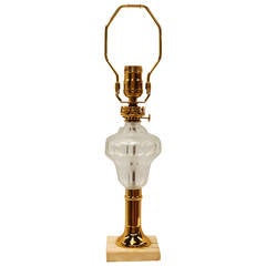 American Cut Glass Font Oil Lamp, circa 1860