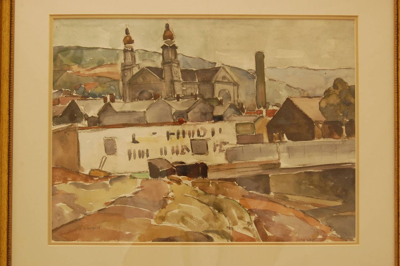 Hand-Painted William Robert Shulgold Watercolor, Early to Mid-20th Century For Sale