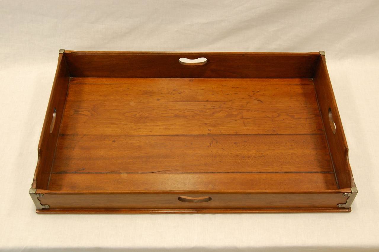 19th Century Walnut English Butlers Tray on X Frame Folding Base 3