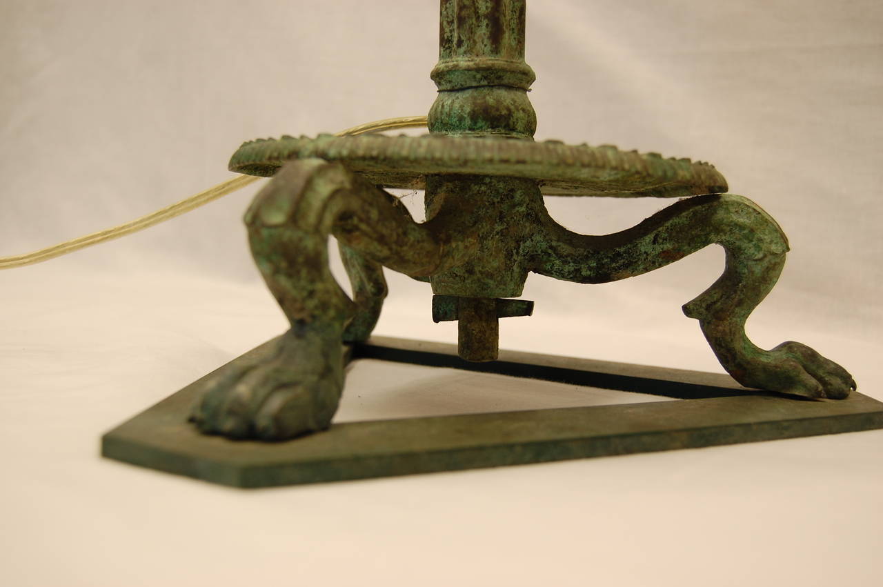 Pair of 19th Century Grand Tour Bronze Candelabra Wired as Lamps In Excellent Condition In Pittsburgh, PA