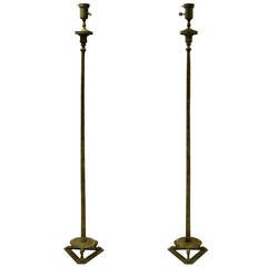 Antique Pair of 19th Century Grand Tour Bronze Candelabra Wired as Lamps