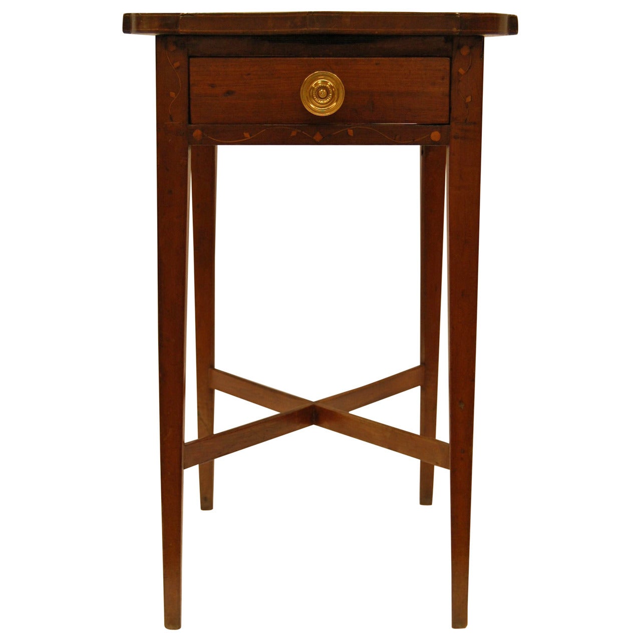 American Federal Side Table with Tapered Legs and Drawer, Early 19th Century