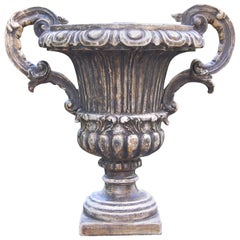 Italian Polychromed Carved Wooden Early 19th Century Urn with Handles