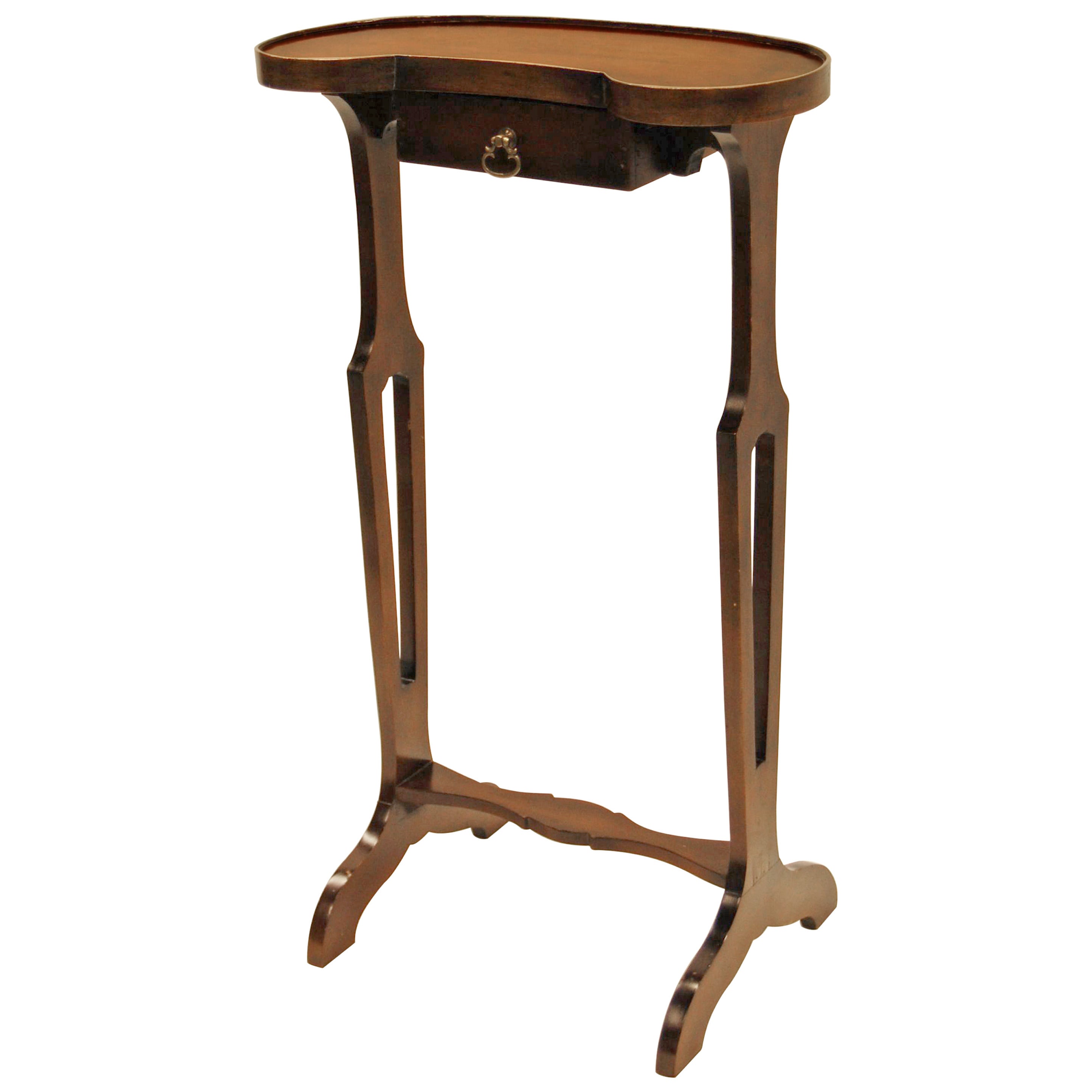 Petit Walnut Kidney Shaped Side Table with Drawer For Sale