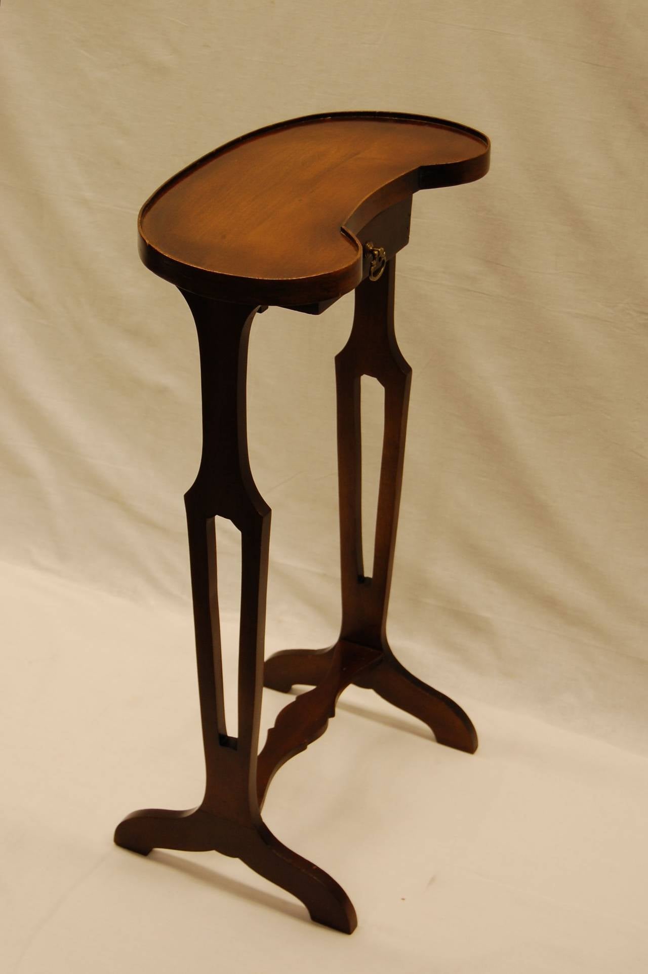 Directoire Petit Walnut Kidney Shaped Side Table with Drawer For Sale