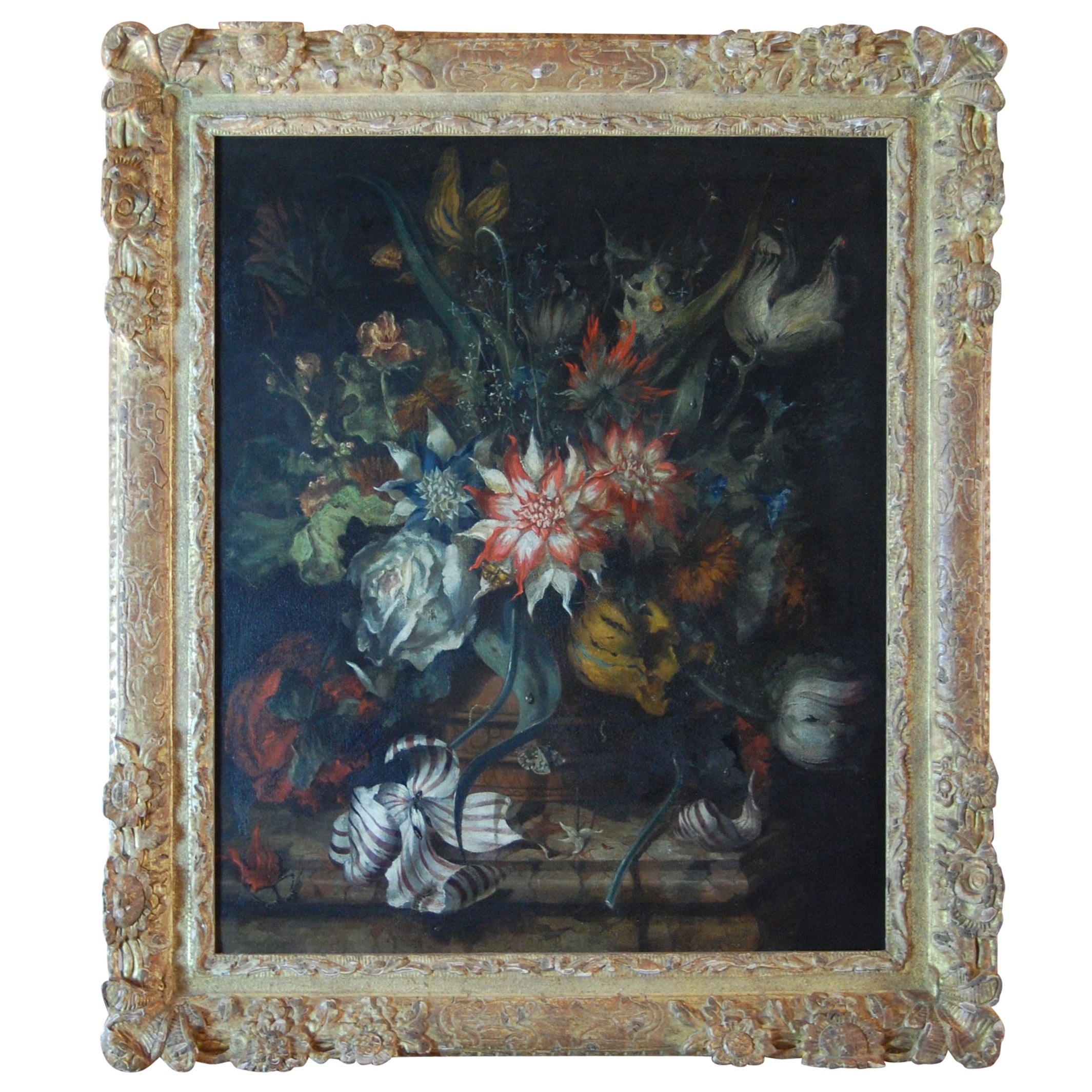 Late 19th Century Oil Painting in Carved Gilt Frame, Dutch or German For Sale