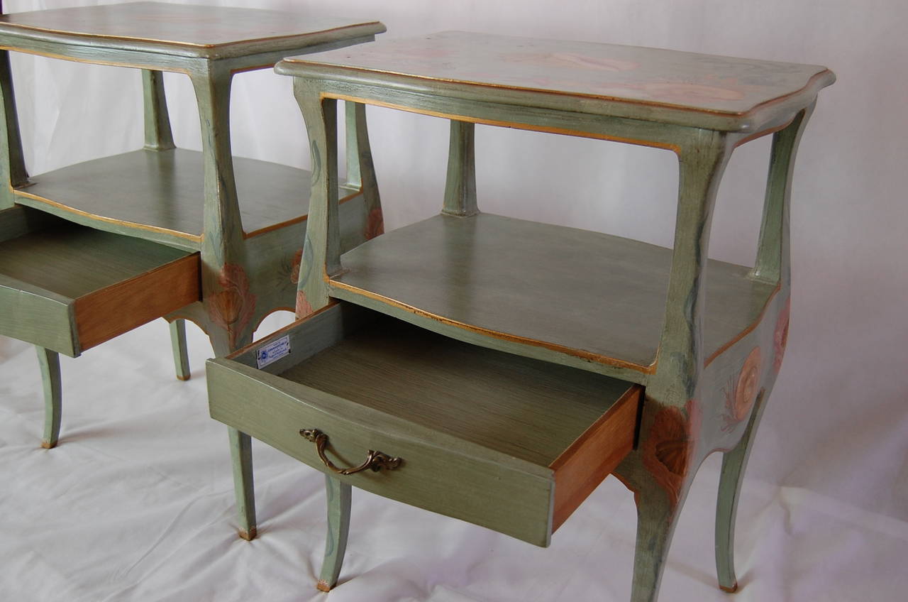 Pair of HandPainted Nightstands at 1stdibs
