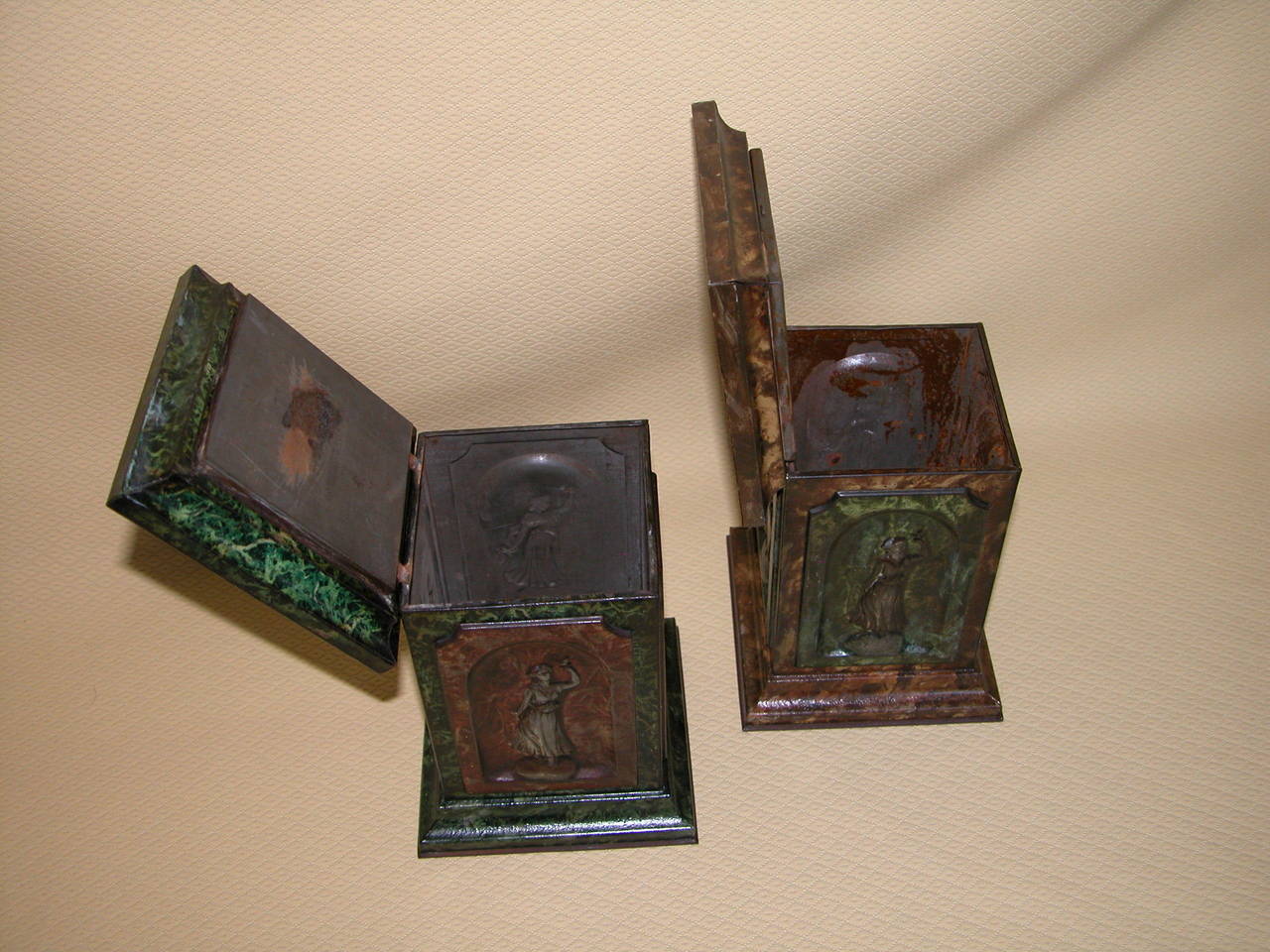 Pair of English Tin Biscuit Boxes with Classical Figures by Huntley & Palmers 2