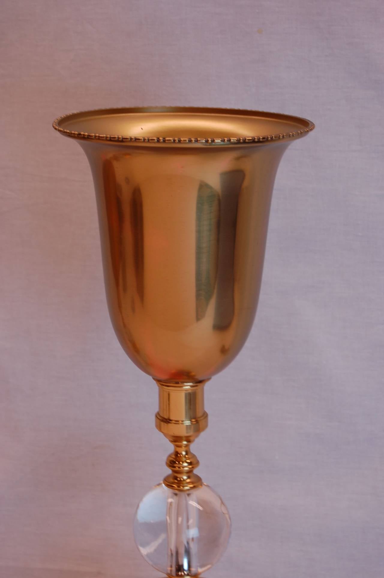 Pair of Art Deco Mantle Up-Lights in White Paint and Gold Finish