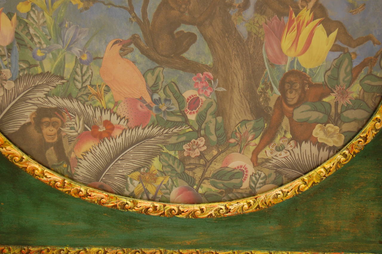 19th & 20th Century Fabric and Paper Decoupage Fantasy Jungle Scene For Sale 1