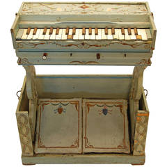 19th Century European Childs Pump Organ in Decoratively Painted Wood Case