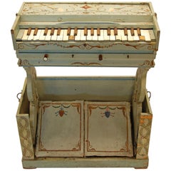 19th Century European Childs Pump Organ in Decoratively Painted Wood Case