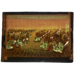 Vue d'Optique, circa 1790, Sailing Ship Battle, Possibly Dutch