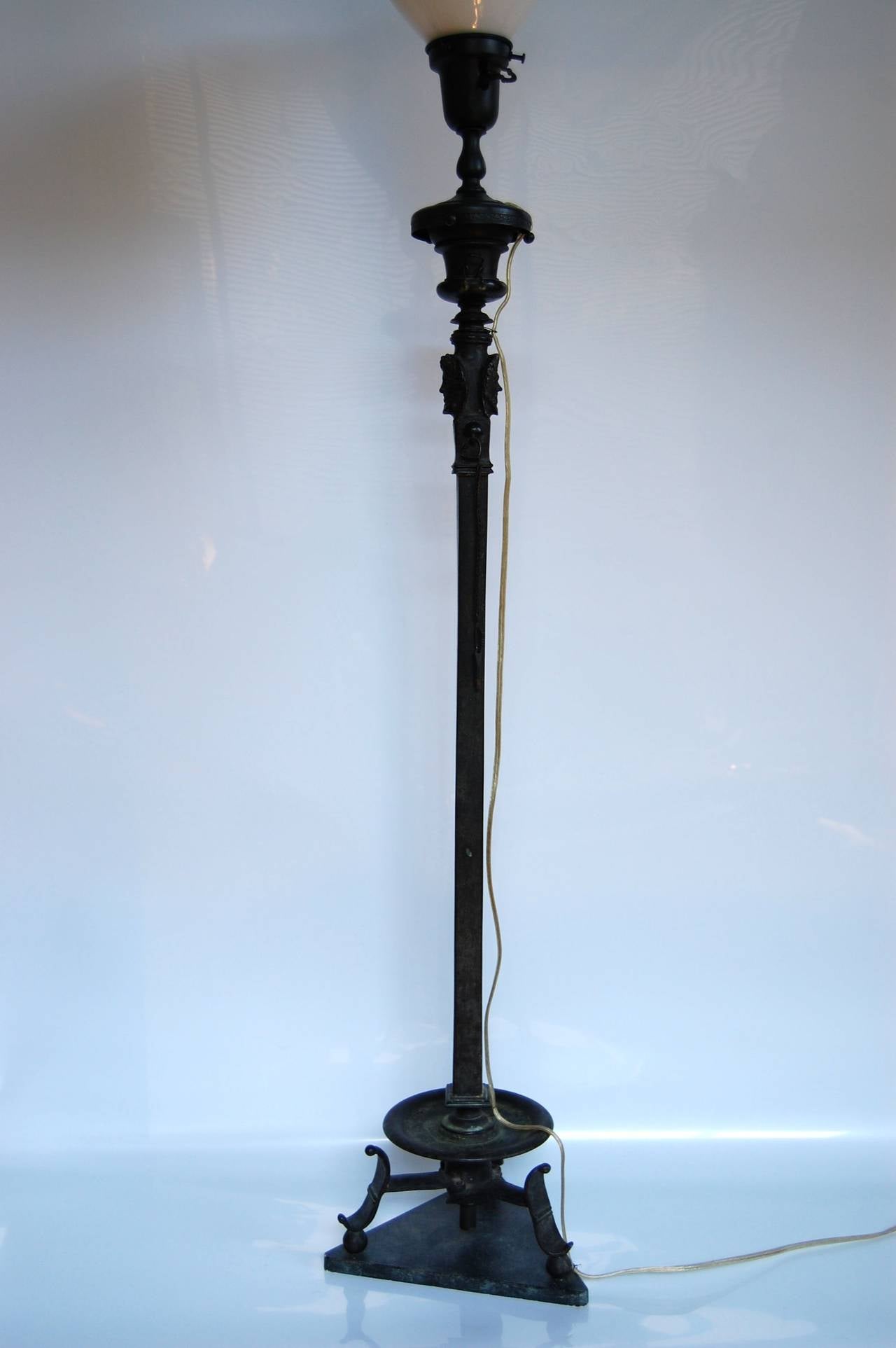 19th Century Bronze Etruscan Candelabrum, Wired as Lamp In Excellent Condition In Pittsburgh, PA