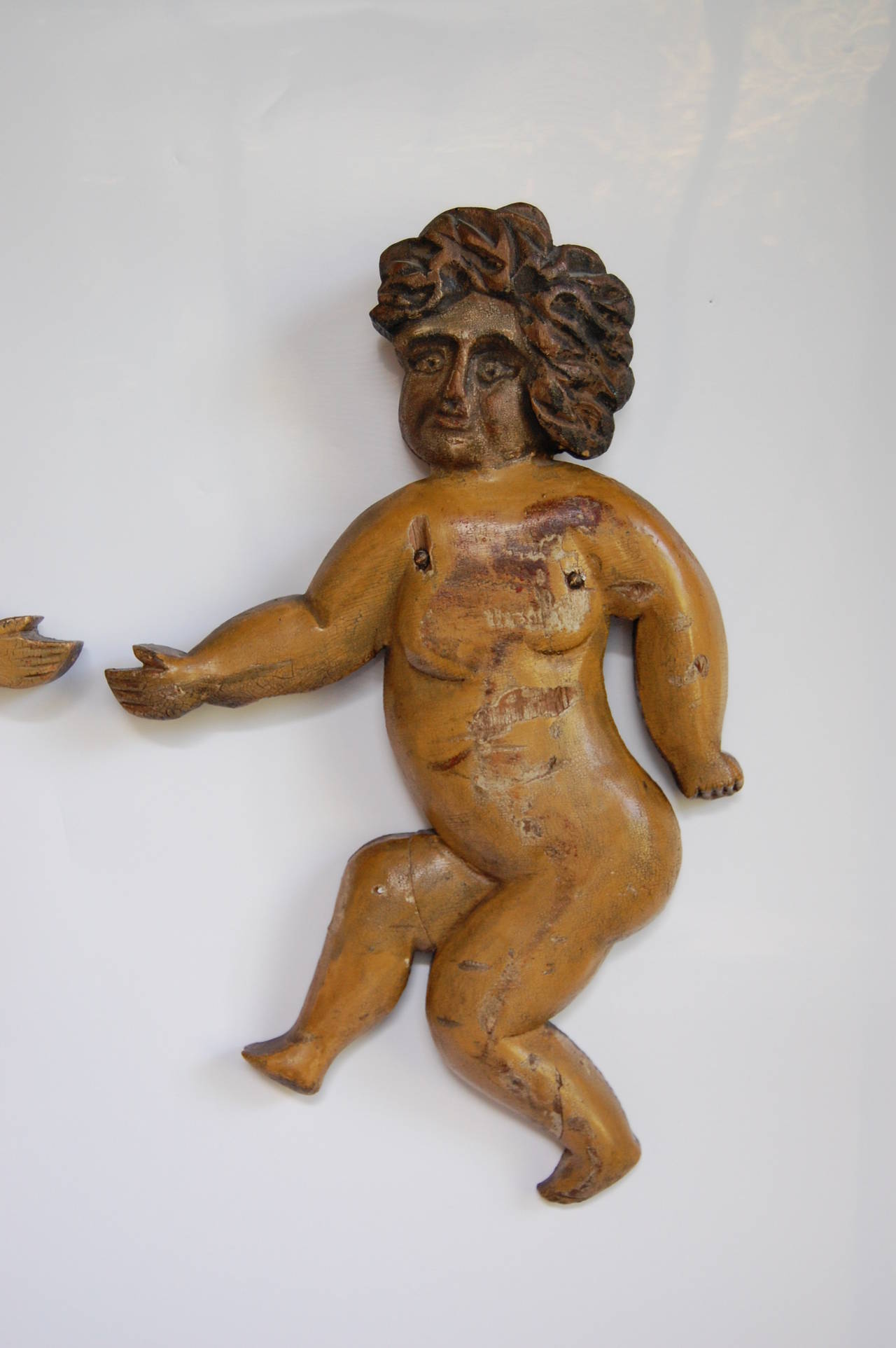 American 19th Century Carved and Polychrome, Merry-Go-Round Putti
