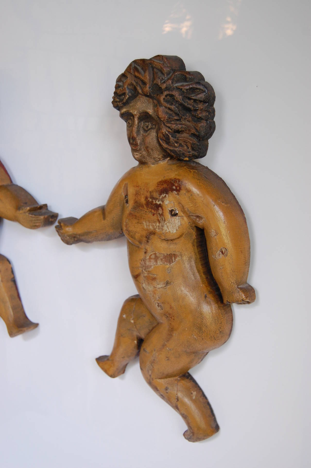 19th Century Carved and Polychrome, Merry-Go-Round Putti 2