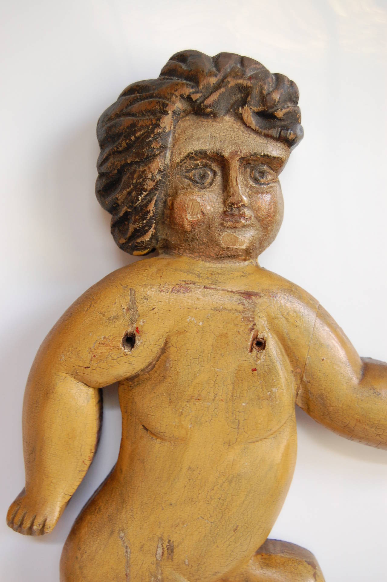 19th Century Carved and Polychrome, Merry-Go-Round Putti 4