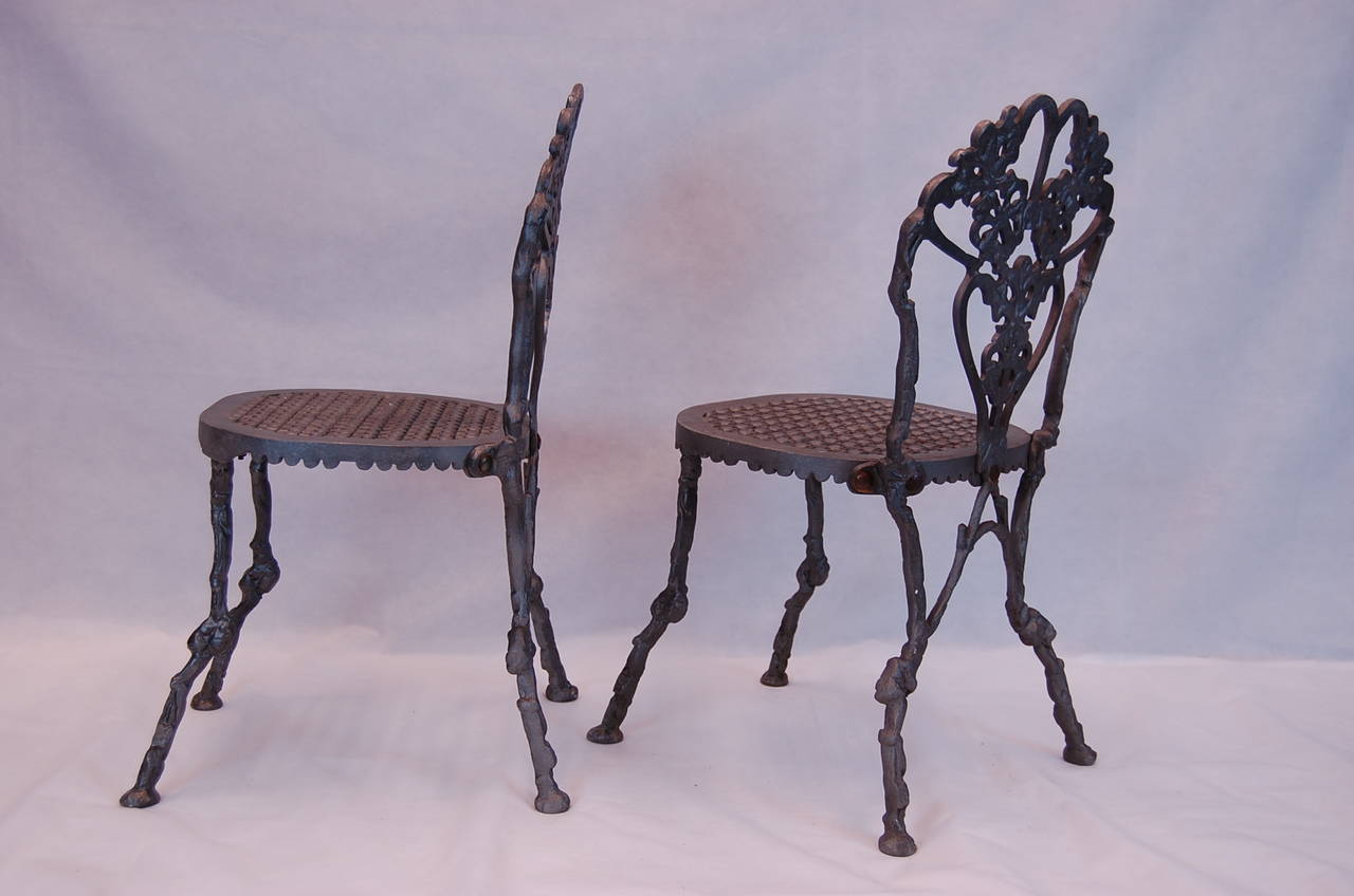 Aluminum Garden Chairs, Fancy Set of Four w/ Branches and Leaves at 1stdibs