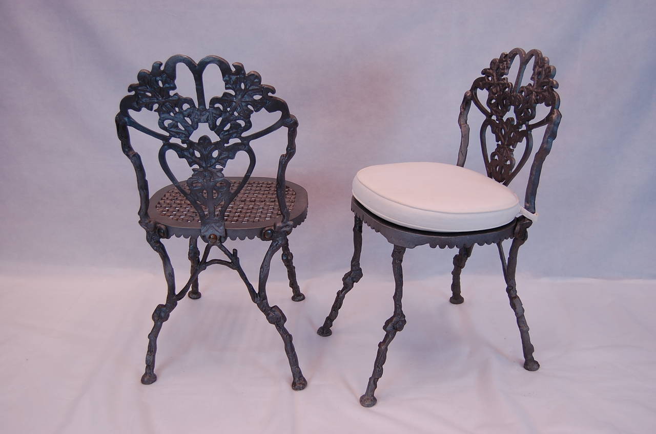 Aluminum Garden Chairs, Fancy Set of Four w/ Branches and Leaves at 1stdibs