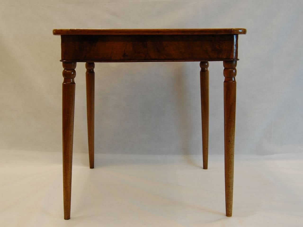Antique Walnut French Card Table with Leather Top Circa 1830 For Sale