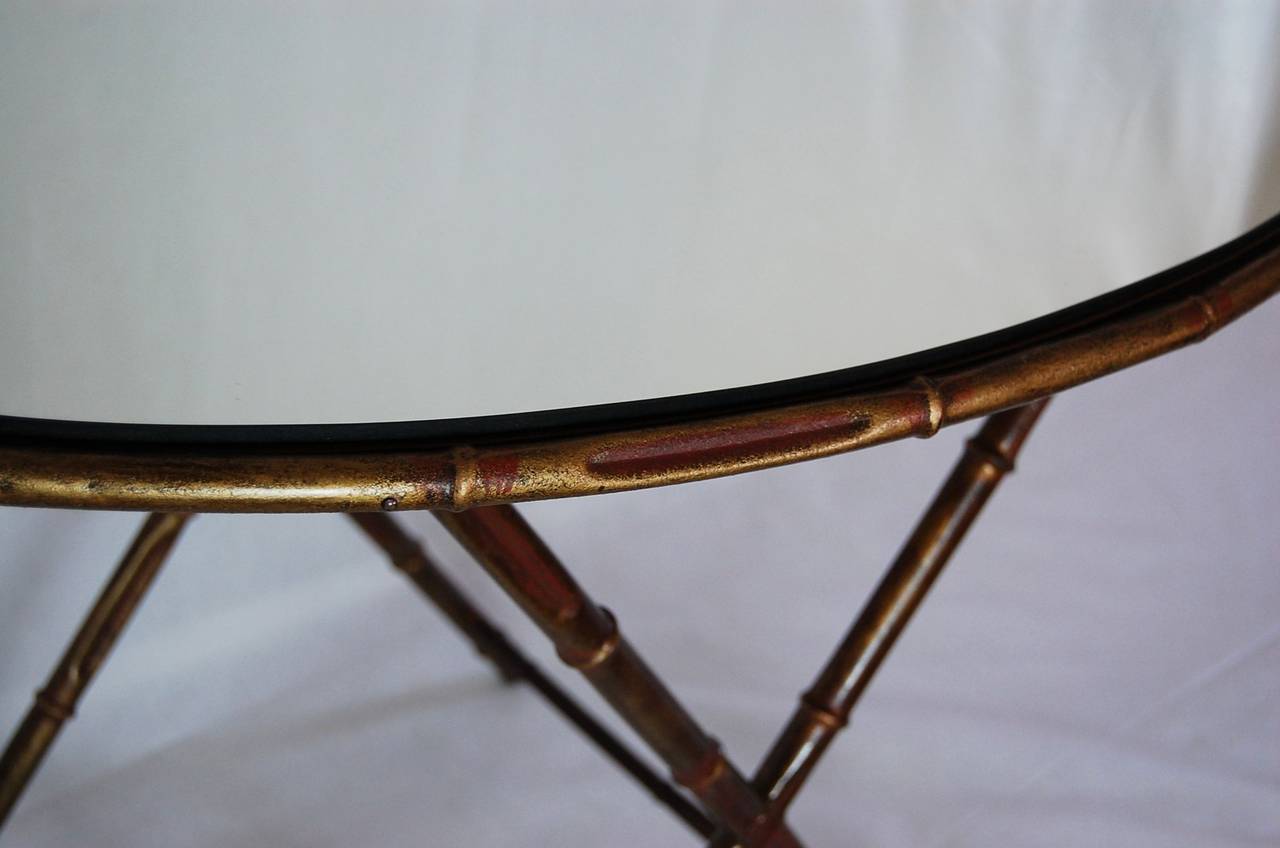 Metal Gold Leaf Finish, Bamboo Style Mirror-Top Table 1