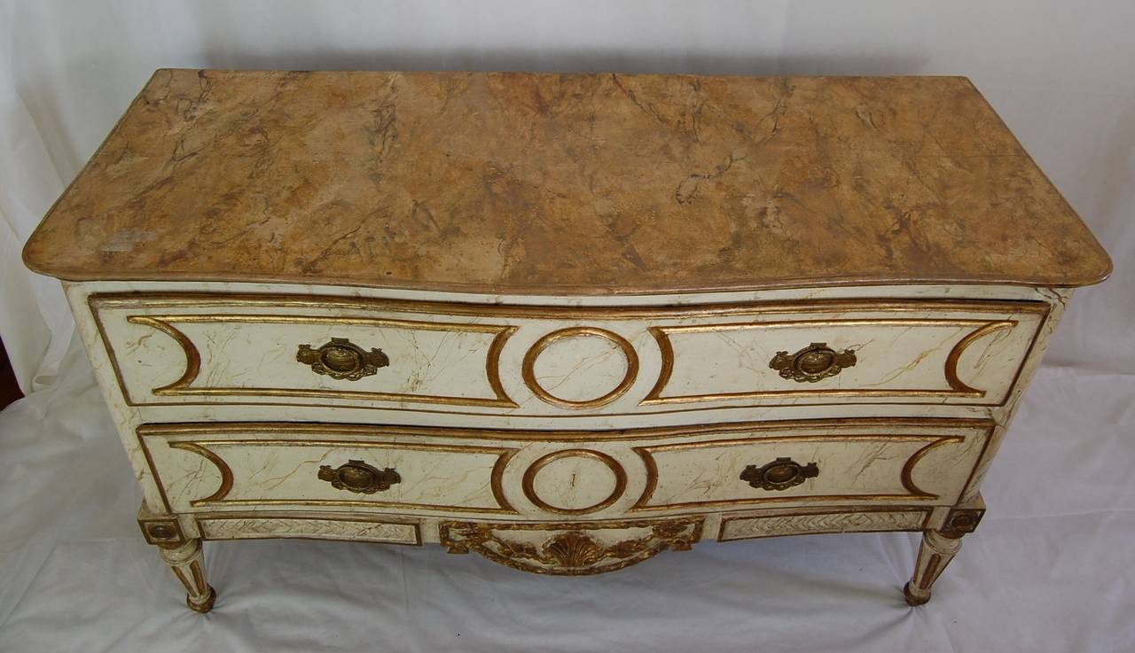 Baroque Antique Italian Painted Chest in Original Painted Finish For Sale