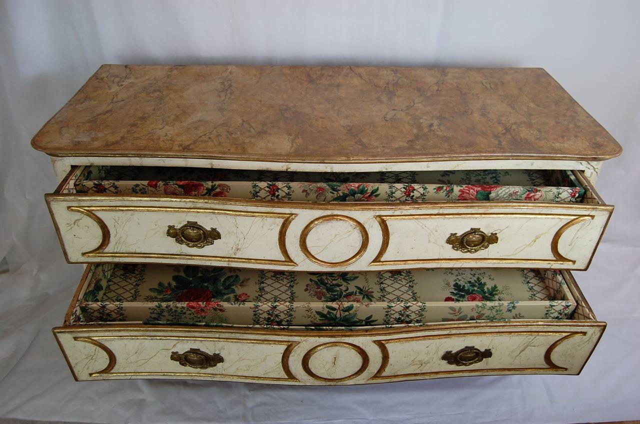 Hand-Painted Antique Italian Painted Chest in Original Painted Finish For Sale